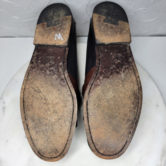 Cole Haan Kiltie Loafers Mens 10D Black Brown Leather Fringe Braided Buckle main image 12
